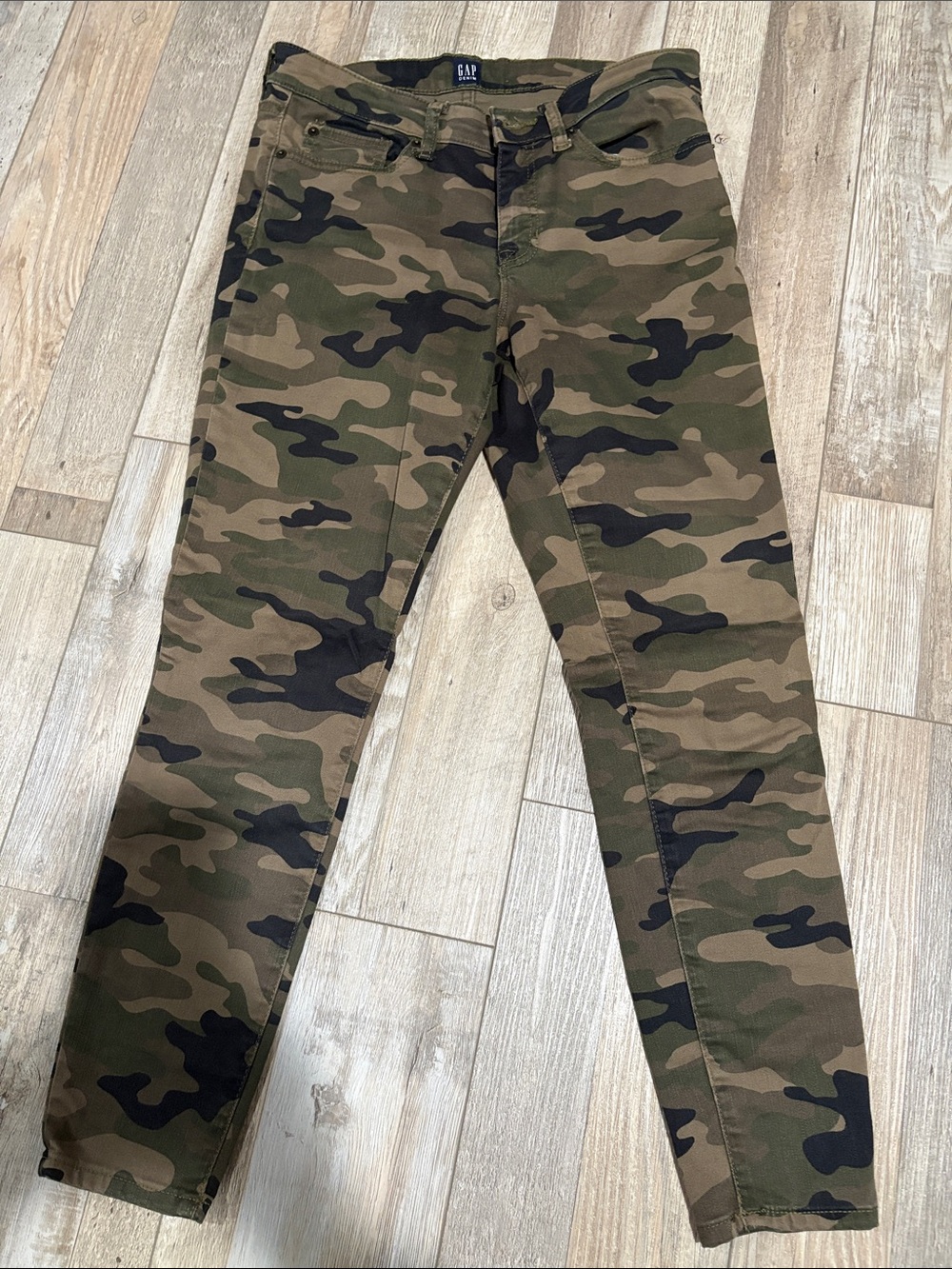 GAP Olive & Black Camo Skinny Jeans